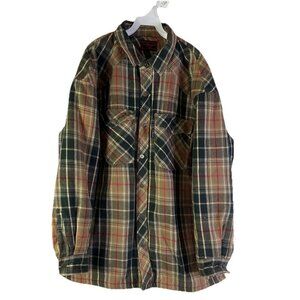 Vintage 90s Five Brother Plaid Flannel Button Shirt Jacket Insulated